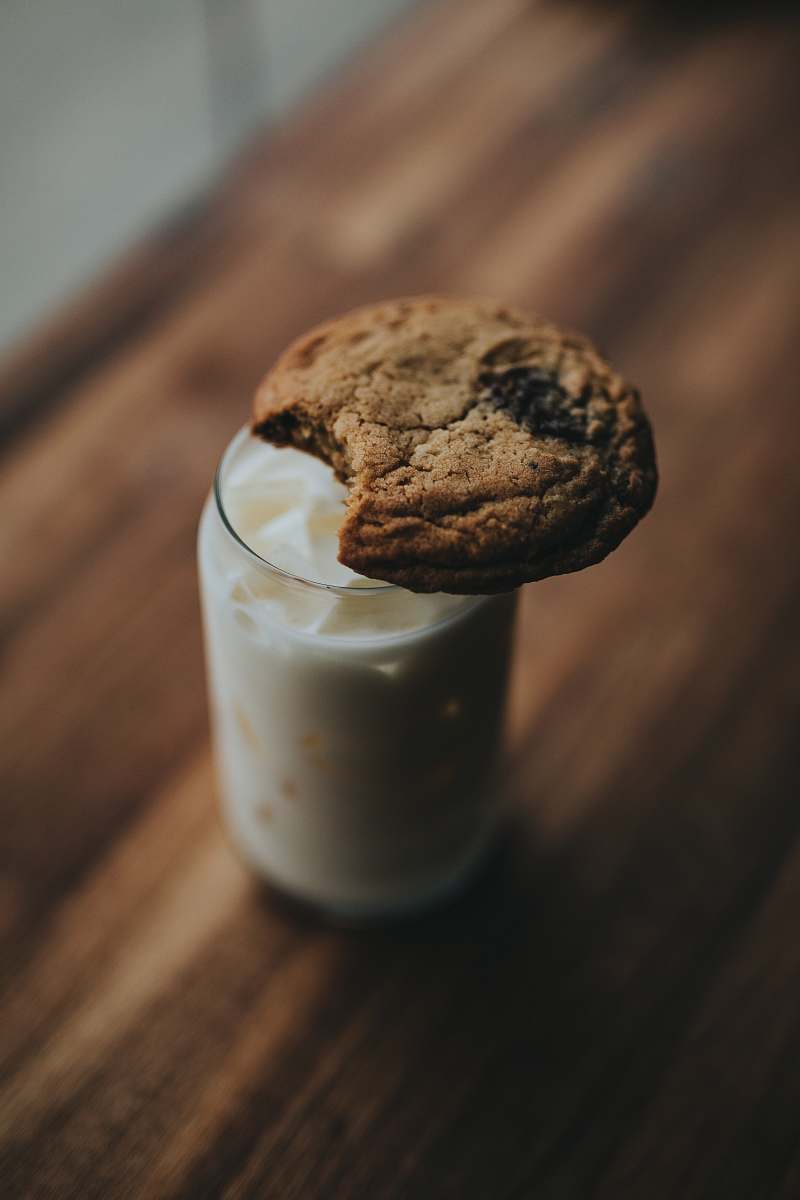 cookie round cookie on clear glass jar with white sauce los angeles